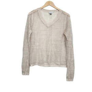 Jack & Jo Tan Open Knit Linen Thin Sweater Size Small
